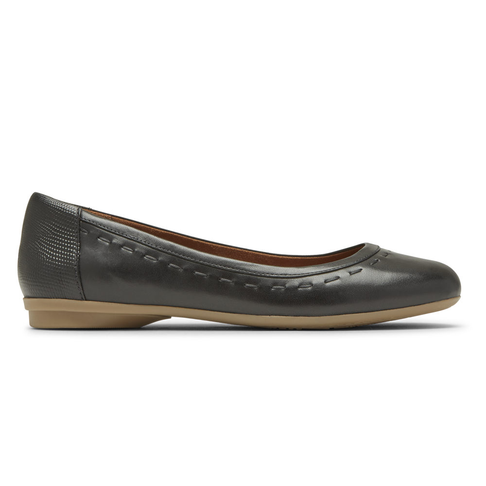 Rockport Flats For Womens Black - Cobb Hill Maiika Ballet - QV3824067